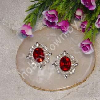 Серединка ювелирная 30x33 мм (цв.серебро/красный 19) 1 шт.