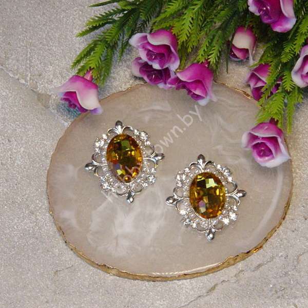 Серединка ювелирная 30x33 мм (цв.серебро/золото 07) 1 шт.