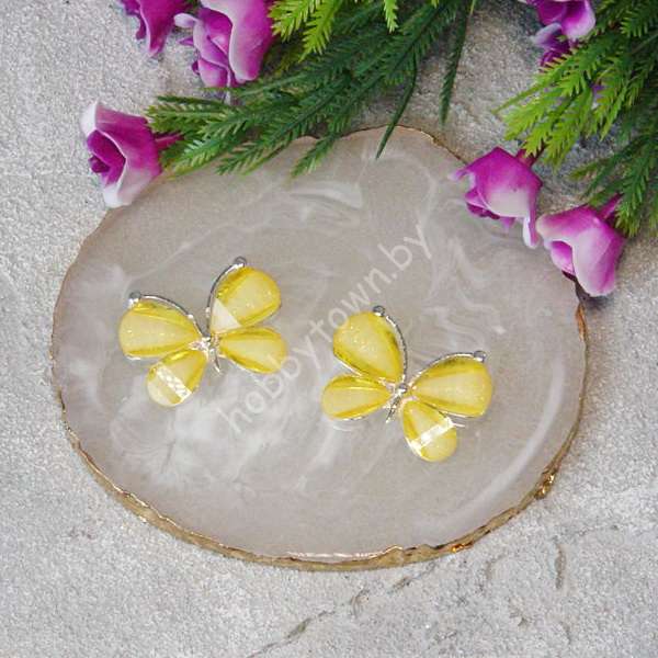 Серединка ювелирная Бабочка 28×22 мм (цв.жёлтый 04) 1 шт.