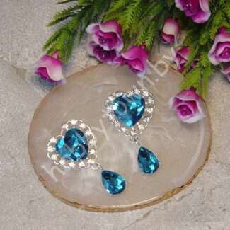 Серединка ювелирная с подвеской Сердечко 25x45 мм (цв. голубой 15) 1 шт.