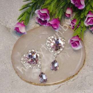 Серединка ювелирная с подвеской Сердечко 25x45 мм (цв. св-розовый 13) 1 шт.