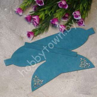 Вырубка из замши бант "Веточка-1" 9 см (цв. бирюзовый 41 ) 1 шт.