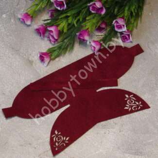 Вырубка из замши бант "Веточка-1" 9 см (цв. бордовый 15 ) 1 шт.