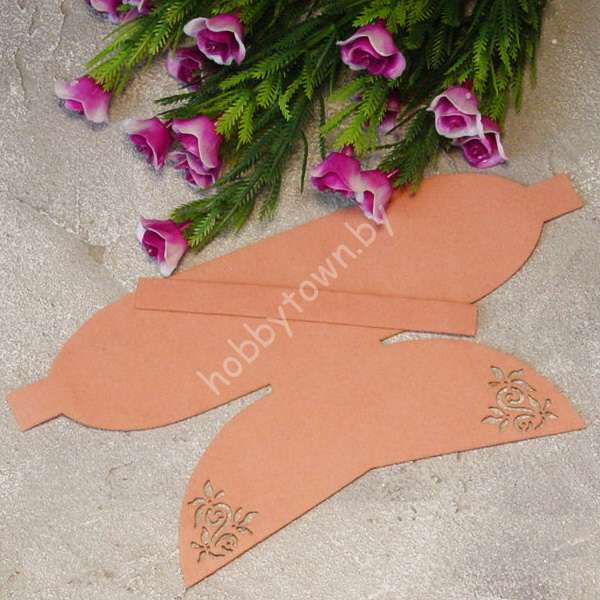 Вырубка из замши бант "Веточка-1" 9 см (цв. дымчато-персиковый 82 ) 1 шт.