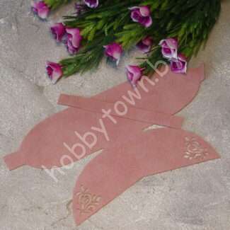 Вырубка из замши бант "Веточка-1" 9 см (цв. дымчато-розовый 42 ) 1 шт.