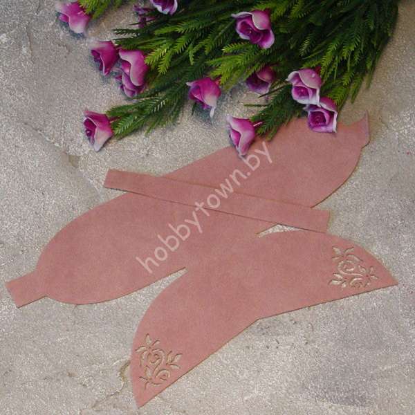 Вырубка из замши бант "Веточка-1" 9 см (цв. дымчато-розовый 42 ) 1 шт.