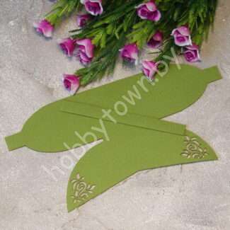 Вырубка из замши бант "Веточка-1" 9 см (цв. фисташковый 48 ) 1 шт.