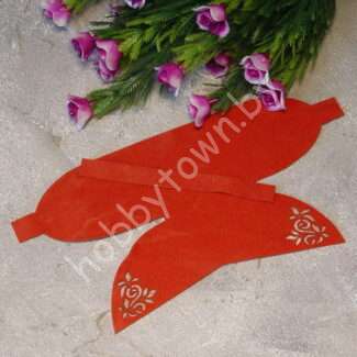 Вырубка из замши бант "Веточка-1" 9 см (цв. коралловый 2 ) 1 шт.