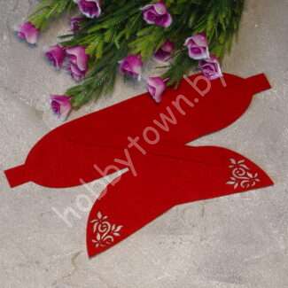 Вырубка из замши бант "Веточка-1" 9 см (цв. красный 11 ) 1 шт.