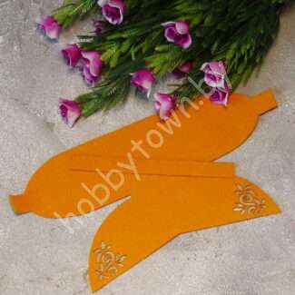 Вырубка из замши бант "Веточка-1" 9 см (цв. оранжевый 99 ) 1 шт.