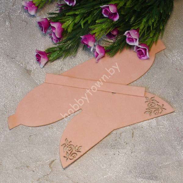 Вырубка из замши бант "Веточка-1" 9 см (цв. персиковый 78 ) 1 шт.