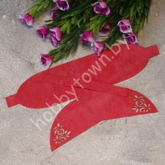 Вырубка из замши бант "Веточка-1" 9 см (цв. розовая пенка 62 ) 1 шт.