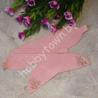 Вырубка из замши бант "Веточка-1" 9 см (цв. розовый 10 ) 1 шт.