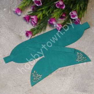 Вырубка из замши бант "Веточка-1" 9 см (цв. тиффани 44 ) 1 шт.