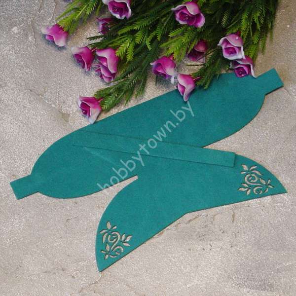 Вырубка из замши бант "Веточка-1" 9 см (цв. тиффани 44 ) 1 шт.