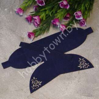 Вырубка из замши бант "Веточка-1" 9 см (цв. тёмно-синий 4 ) 1 шт.