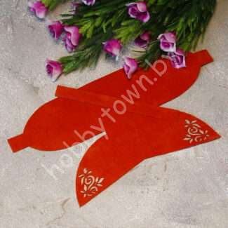 Вырубка из замши бант "Веточка-1" 9 см (цв. ярко-оранжевый 38 ) 1 шт.