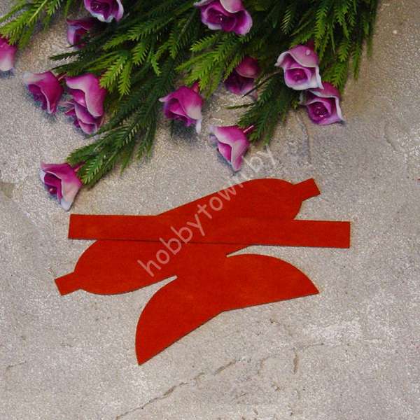 Вырубка из замши мини-бантик 5 см (цв. ярко-оранжевый 38 ) 1 шт.