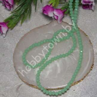 Бусины стеклянные матовые Rondelle, 4 мм (цв.св-зелёный 530) 10 шт.