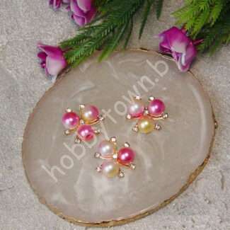 Кабошон флоризель металл Цветочек 20 мм (цв. мультиколор 2/золото) 1 шт.