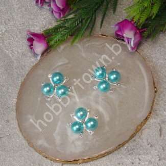 Кабошон флоризель металл Цветочек 20 мм (цв.голубой/серебро)  1 шт.