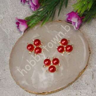 Кабошон флоризель металл Цветочек 20 мм (цв.красный/золото) 1 шт.