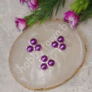 Кабошон флоризель металл Цветочек 20 мм (цв.тёмно-сиреневый/серебро) 1 шт.