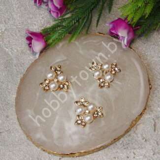 Кабошон флоризель пластик 22 мм Цветочек 3 (цв.золото) 1 шт.