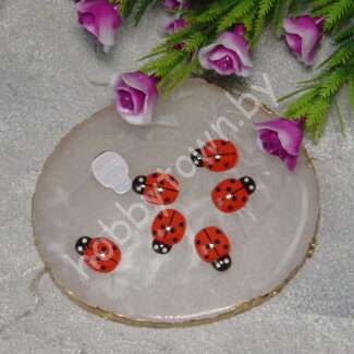 Кабошон пластик Божья коровка 11x15 мм (цв. красный) 1 шт.