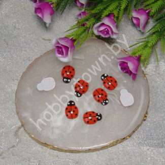 Кабошон пластик Божья коровка 9x13 мм (цв. красный) 1 шт.