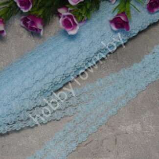 Кружево капрон Цветочки 25 мм, (цв. голубой ) 1 м