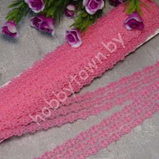 Кружево капрон Цветочки 25 мм, (цв. розовый ) 1 м