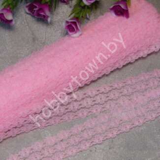 Кружево капрон Цветочки 25 мм, (цв. св-розовый ) 1 м