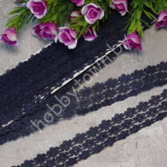 Кружево капрон Цветочки 25 мм, (цв. тёмно-синий ) 1 м