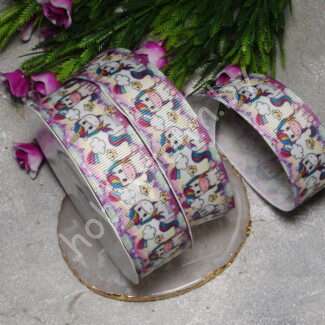 Лента репсовая с рисунком Единорог, 25 мм, 1 м