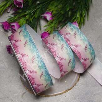 Лента репсовая с рисунком Узор, 25 мм (цв. градиент) 1 м