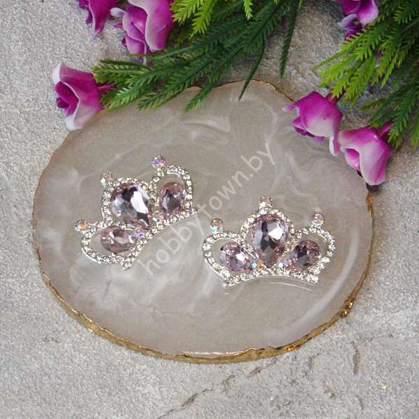 Серединка ювелирная Корона 35×25 мм (цв.св-розовый 13) 1 шт.