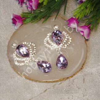 Серединка ювелирная Корона с подвеской 31x55 мм (цв. серебро/фиолетовый 2) 1 шт.