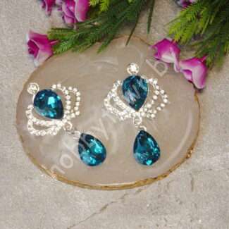 Серединка ювелирная Корона с подвеской 31x55 мм (цв. серебро/голубой 15) 1 шт.