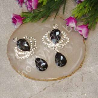 Серединка ювелирная Корона с подвеской 31x55 мм (цв. серебро/графитовый 4) 1 шт.