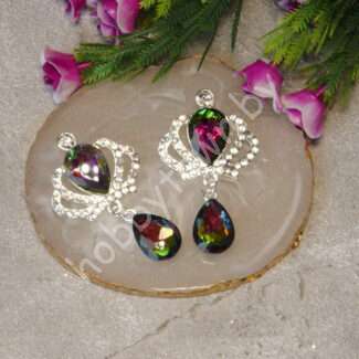 Серединка ювелирная Корона с подвеской 31x55 мм (цв. серебро/хамелеон 30) 1 шт.