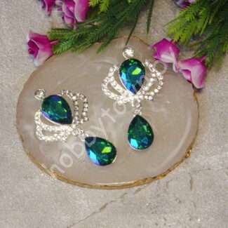 Серединка ювелирная Корона с подвеской 31x55 мм (цв. серебро/хамелеон 36) 1 шт.