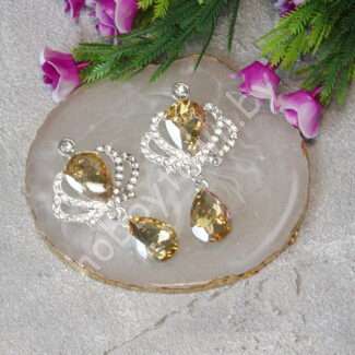 Серединка ювелирная Корона с подвеской 31x55 мм (цв. серебро/золотисто-бежевый 38) 1 шт.