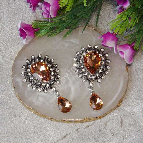 Серединка ювелирная с подвеской 30x55 мм (цв. персиковый 05) 1 шт.