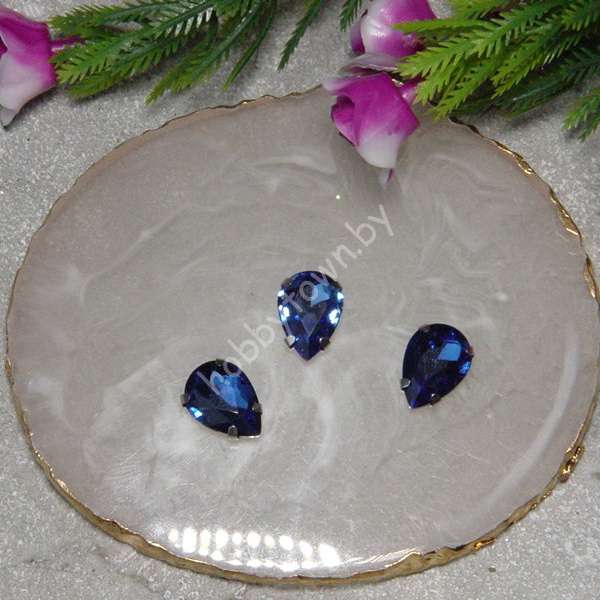 Стразы пришивные Капелька 14 мм (цв. синий 09) 1 шт.