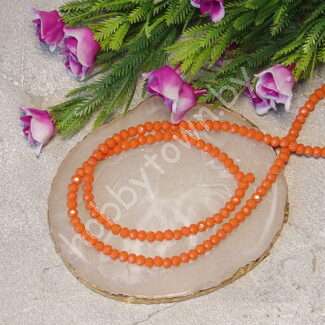 Бусины стеклянные матовые Rondelle, 4 мм (цв.оранжевый 614) 10 шт.