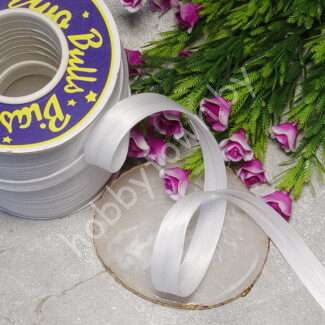 Косая бейка атласная 15 мм (цв. белый) 1 м.