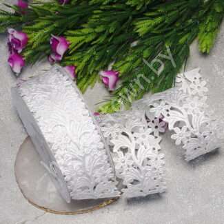 Лента декоративная Цветочки 30 мм (цв. белый 01) 1 м