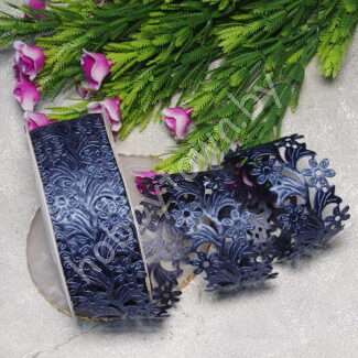 Лента декоративная Цветочки 30 мм (цв. тёмно-синий 38) 1 м