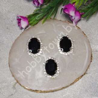 Стразы пришивные в серебряной оправе 17x22 мм "Овал" (цв.чёрный 16) 1 шт.